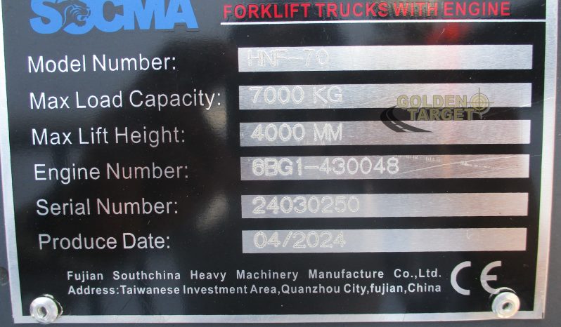 Unused SOCMA HNF-70 Forklift 2024 full